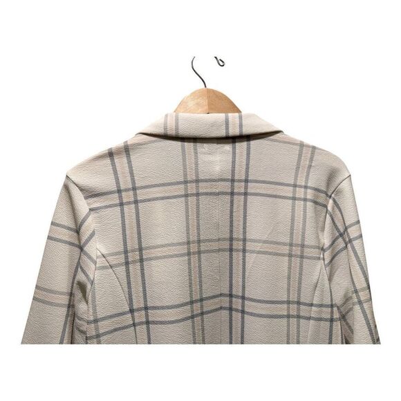 Maurices Windowpane Plaid Versa Open Front Blazer 3/4 Sleeve Size XL Stretch Off - Picture 8 of 13